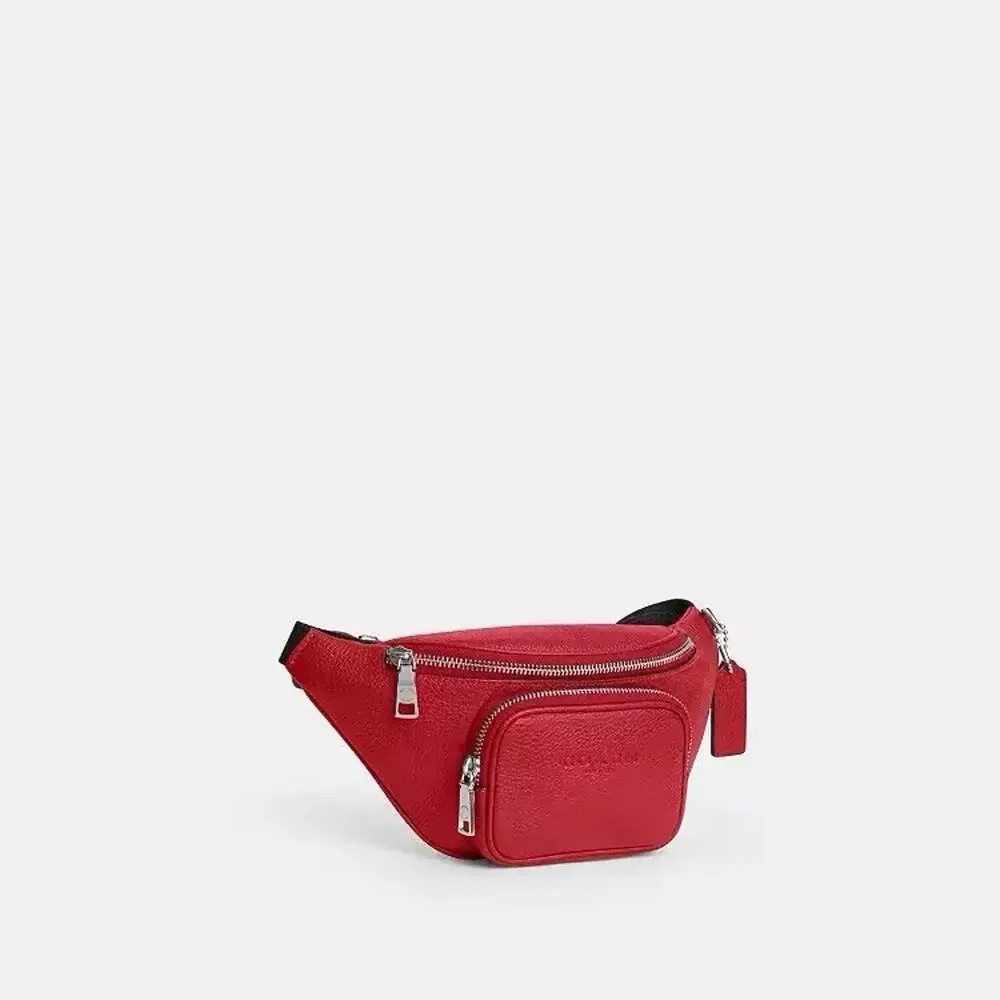 NWT Coach Travis Belt Bag 30 In Refined pebble leather CET89 Silver Poppy